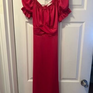 Elegant Red Off-Shoulder Dress